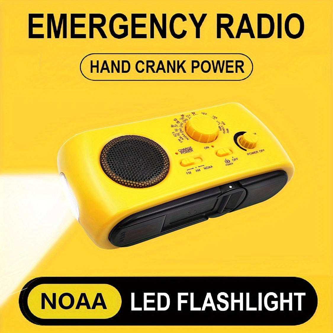 Tragbares Notfallradio mit AM/FM/NOAA, USB -Ladegerät, LED -Taschenlampe, wasserfest für Camping und Außengebrauch-4