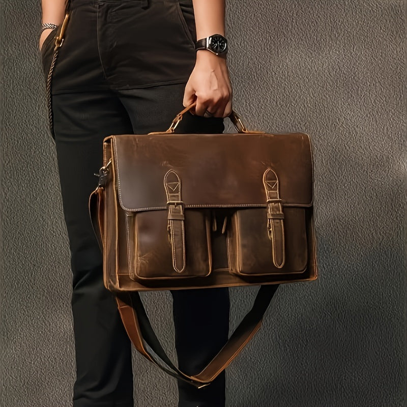 Liam | Retro Leder Crossbody Laptop Reis Messenger Handtasche