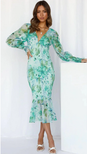 Angel | Elegantes Midikleid mit Blumenmuster für Damen