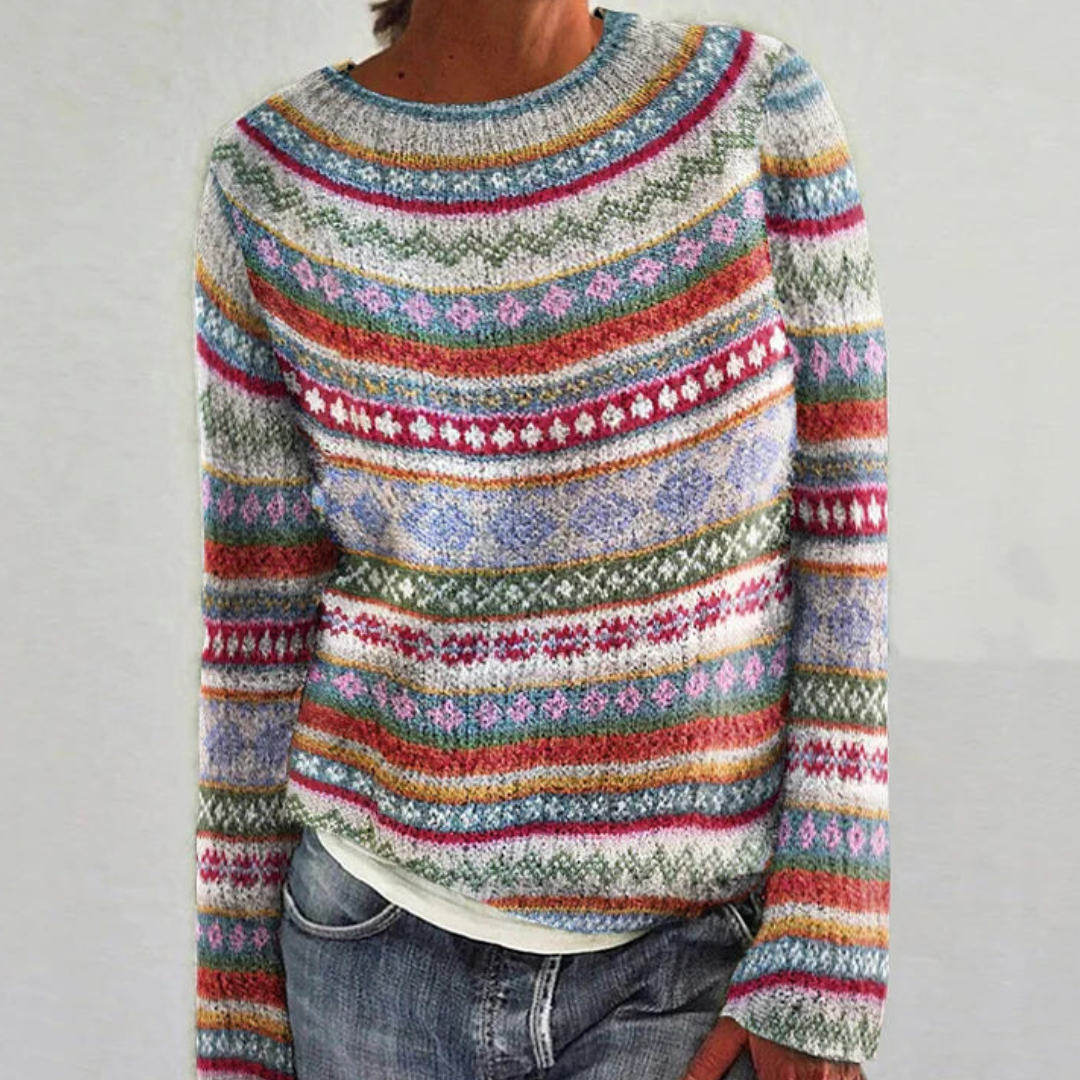 Emmi | Farbenfroher Damenpullover mit Langen Ärmeln für den Winter