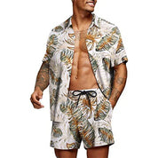  Zwei-teiliger Herren-Set-Kurzärmler-Button-Up-Shirt und passende Shorts-Entspannte Passform-3