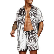  Zwei-teiliger Herren-Set-Kurzärmler-Button-Up-Shirt und passende Shorts-Entspannte Passform-1