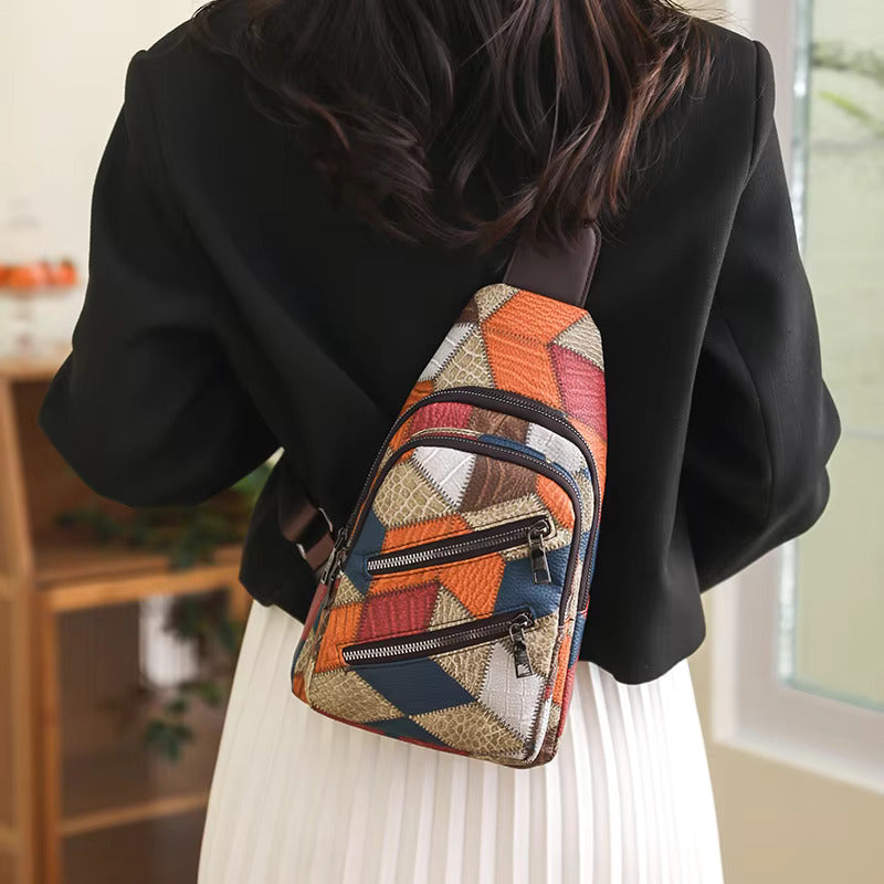 Fleur | Damen Farbblock Crossbody Tasche aus geprägtem PU-Leder