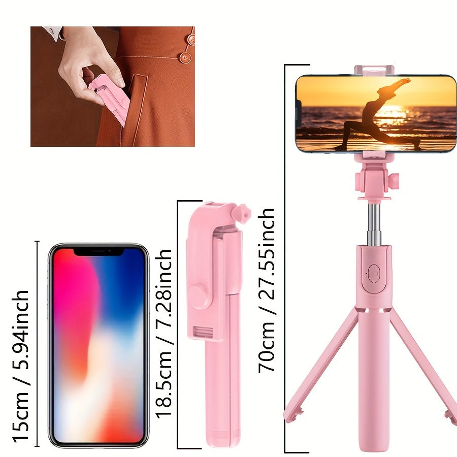 Flexible Selfie -Stick mit drahtloser Fernbedienung und 360 ° -Rotation - Kompaktes Selfie -Pole für iPhone und Reisen-3