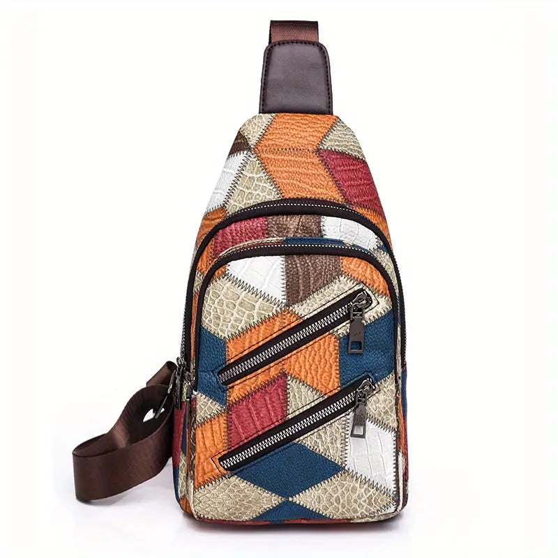 Fleur | Damen Farbblock Crossbody Tasche aus geprägtem PU-Leder