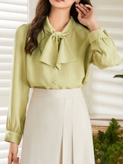 Kristel | Klassische Langarmbluse mit Schleife für Damen