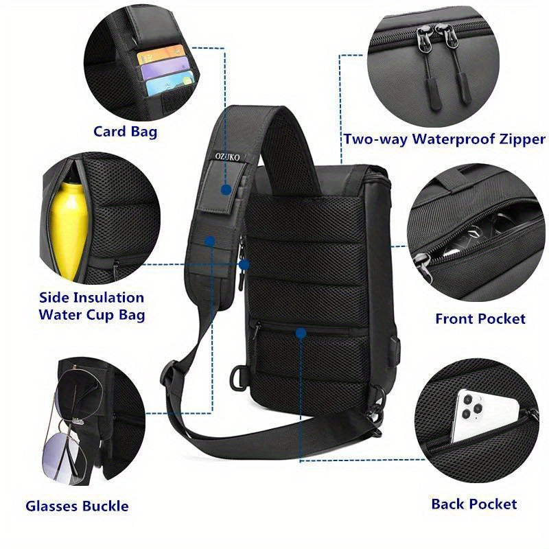 Max | Wasserdichte Schultertasche mit mehreren Fächern