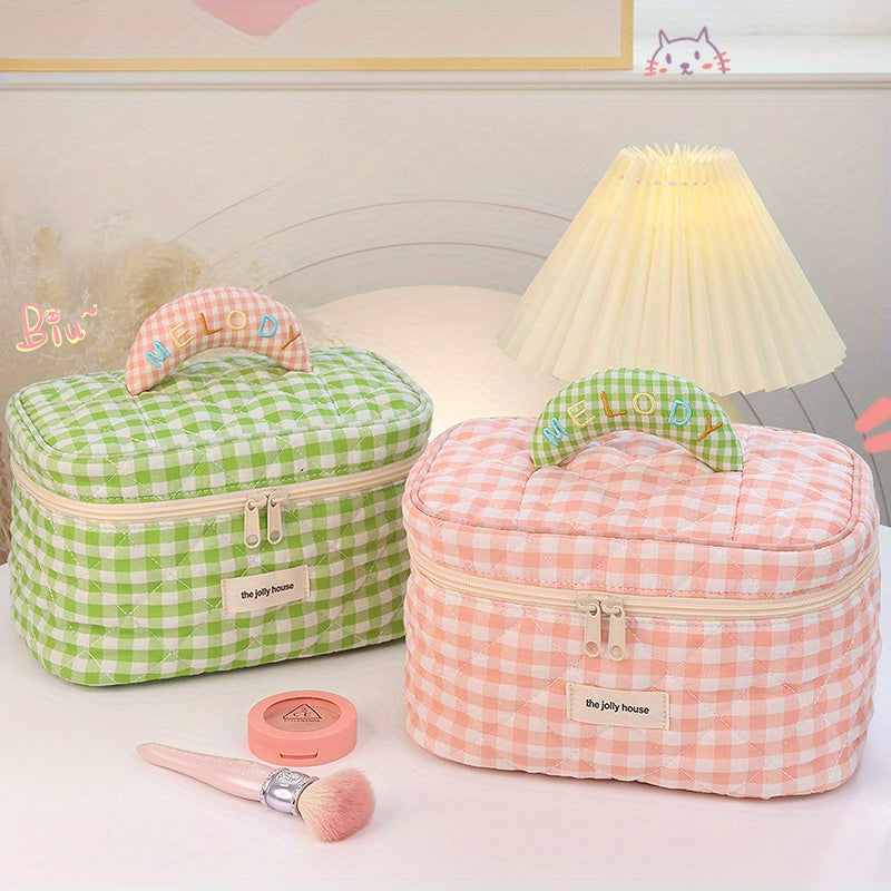 Melody | Vielseitiges Vichy-Karo Beauty Essentials Organizer Set