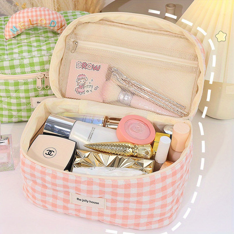 Melody | Vielseitiges Vichy-Karo Beauty Essentials Organizer Set