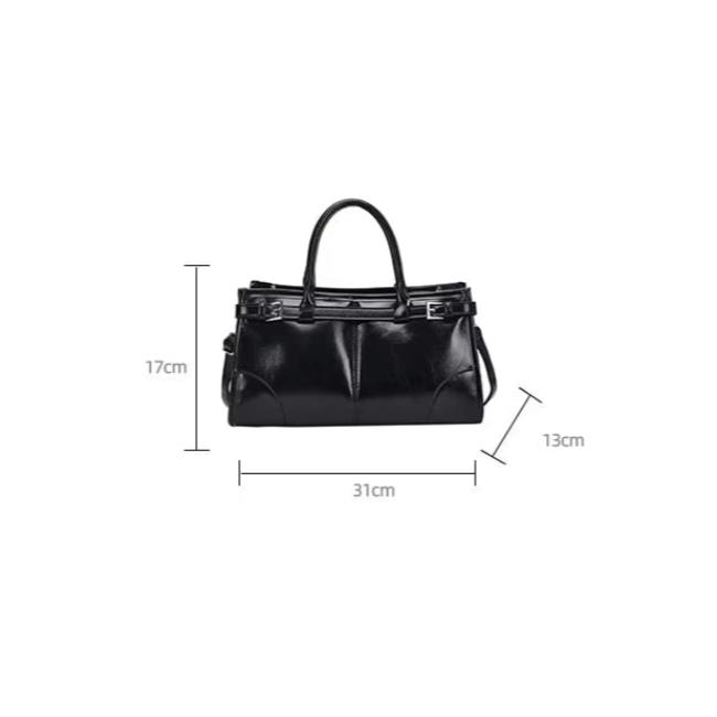 Clara | Große Retro Leder Umhängetasche