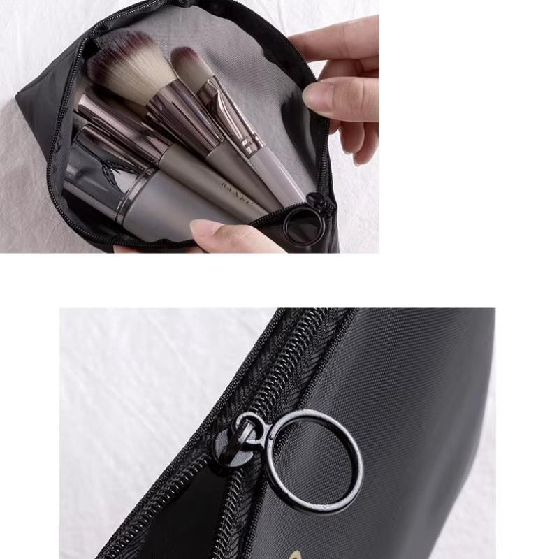 Indy | Schwarze Netz-Reise-Schminktasche mit Reißverschluss