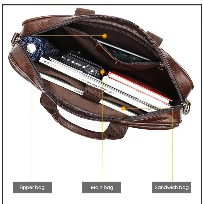 Dylan | Große Kapazität Leder Laptop Schultertasche