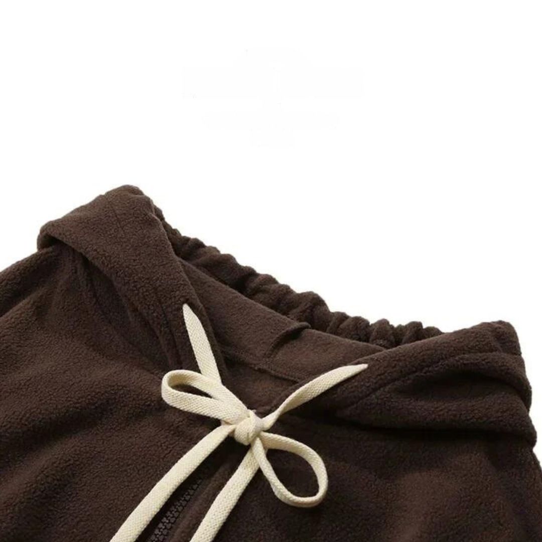 NIKKI | Gestreifte Strickjacke mit Kapuze und Fleece-Futter