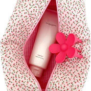 Anika | Baumwoll-Florales gestepptes Makeup Kosmetiktäschchen