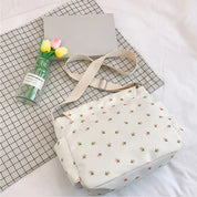 Eva | Damen Blumen Canvas Schultertasche