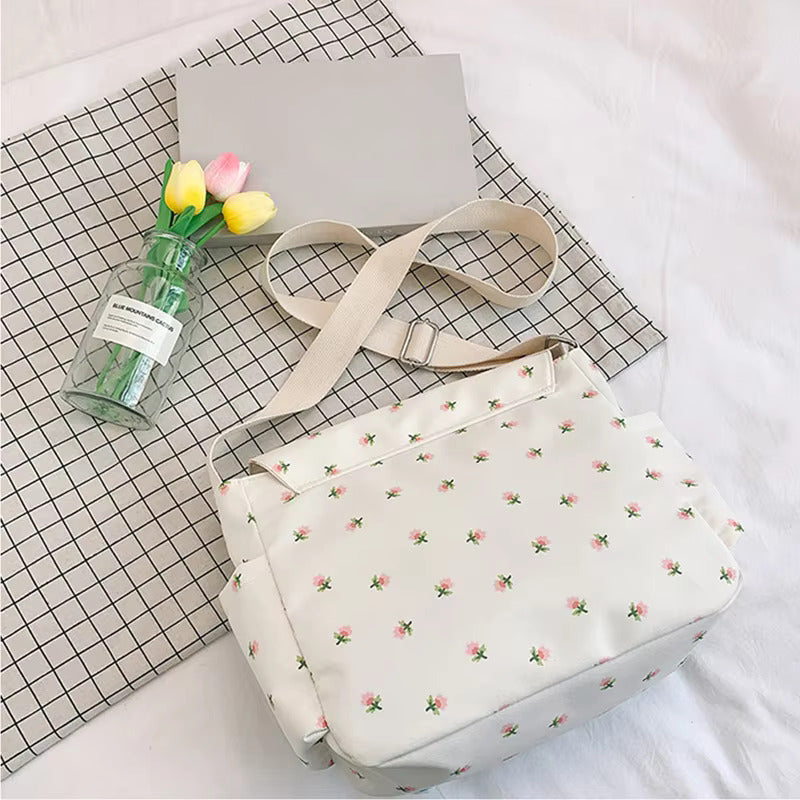 Eva | Damen Blumen Canvas Schultertasche
