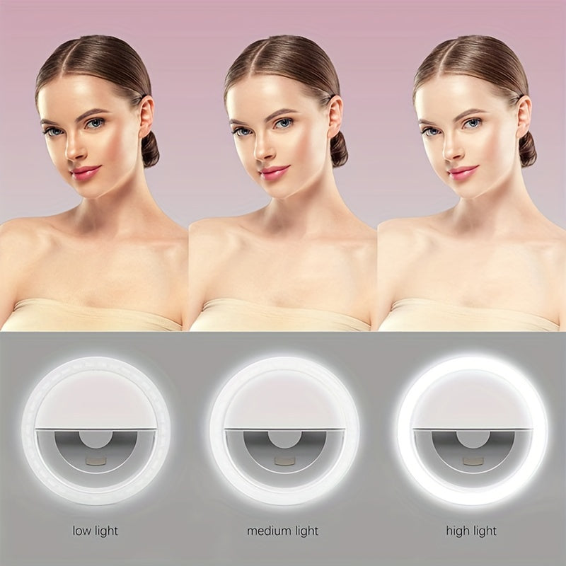 LED -Selfie -Ringlicht mit wiederaufladbarem Akku - Perfektes Kreislicht für Make -up und Fotografie, kompatibel mit Telefonen und Computern-4