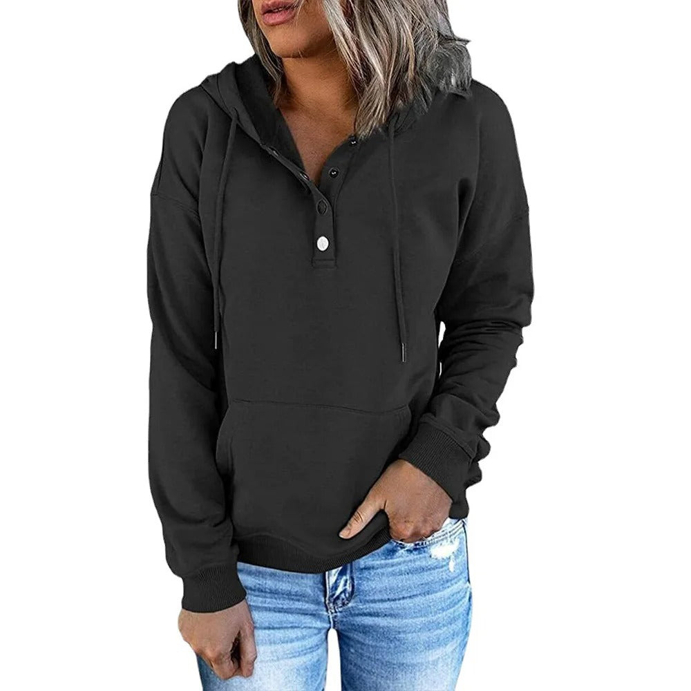 HANIA | Wolle Hoodie mit Knopf für Damen