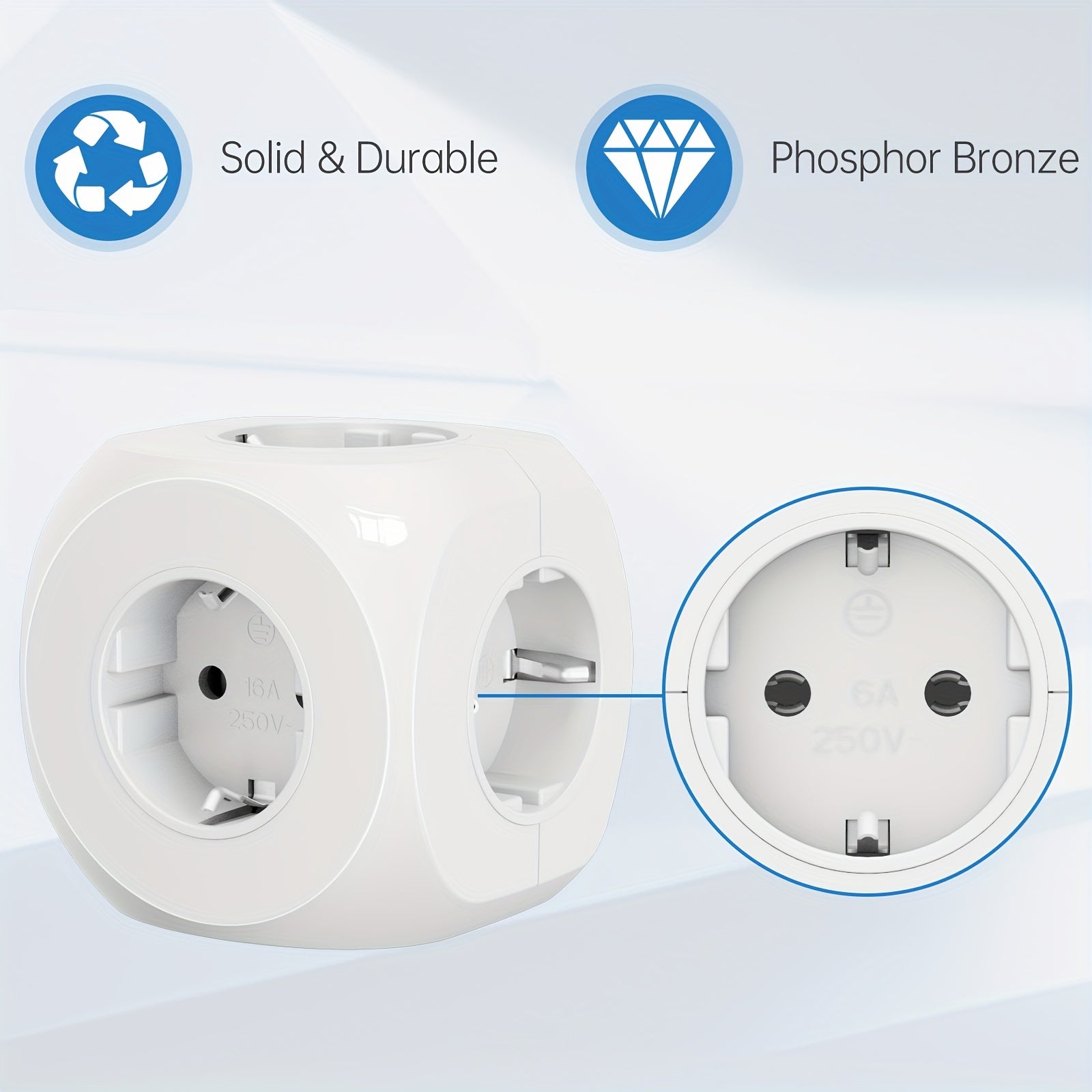 Kompakter tragbarer Leistungssteck -Würfel mit 5 elektrischen Verbindungen - Leicht und sicher für Zuhause, Büro und Reisen-4