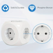 Kompakter tragbarer Leistungssteck -Würfel mit 5 elektrischen Verbindungen - Leicht und sicher für Zuhause, Büro und Reisen-4