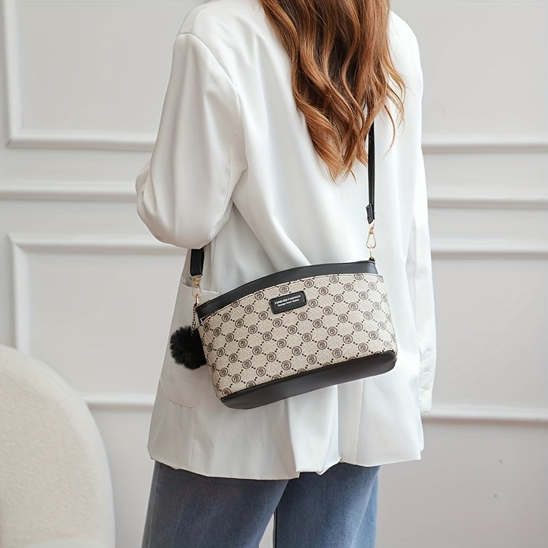 Mila | Leren Schultertasche für Damen mit Karomuster