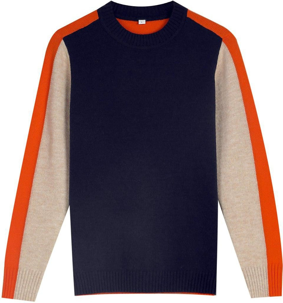 Aquisha | Damenpullover mit Retro-Streifen in Marine und Orange