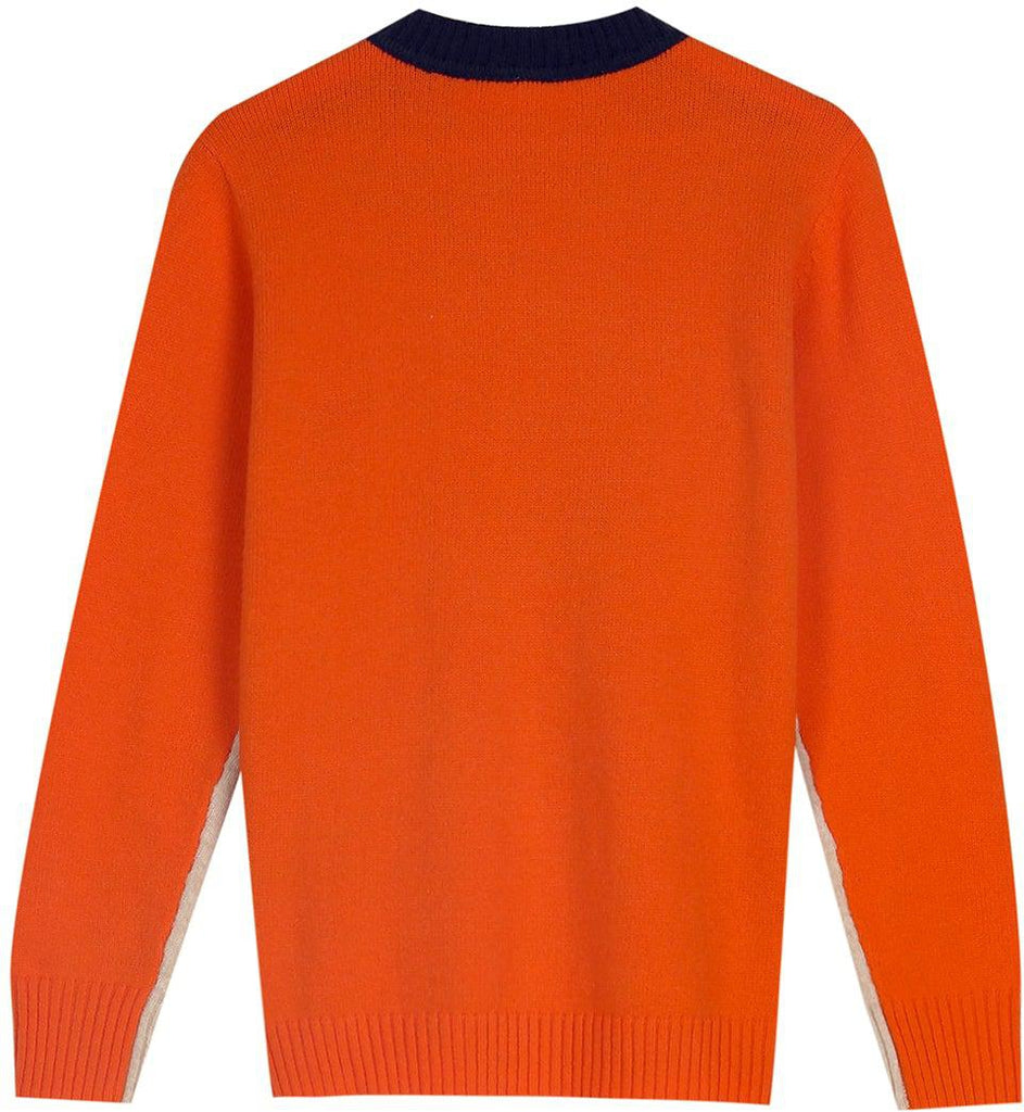 Aquisha | Damenpullover mit Retro-Streifen in Marine und Orange