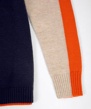 Aquisha | Damenpullover mit Retro-Streifen in Marine und Orange