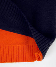 Aquisha | Damenpullover mit Retro-Streifen in Marine und Orange