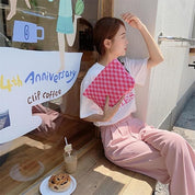 Ruthie | Kariertes ästhetisches Make-up Täschchen