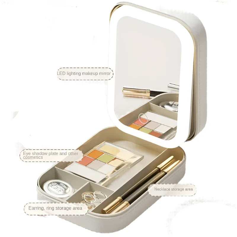 Kori | Tragbarer LED-beleuchteter Spiegel Reise-Make-up-Tasche