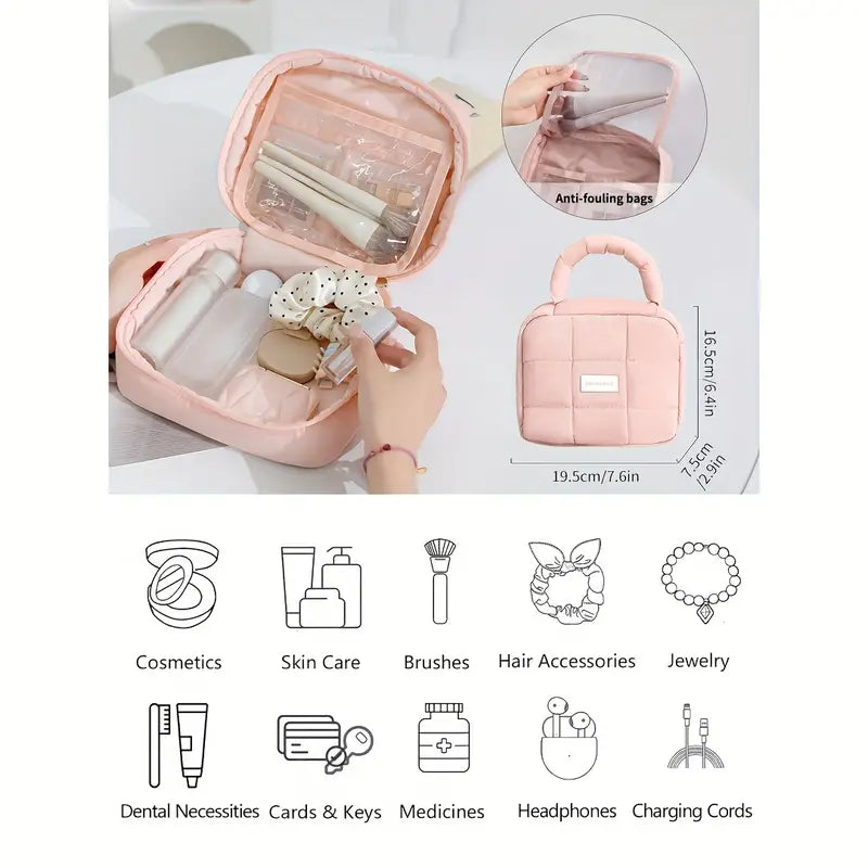 Andie | Gepolsterte, gesteppten Reise-Make-up Kosmetiktasche