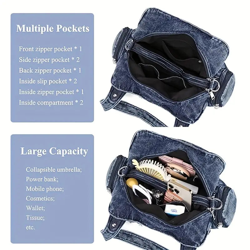 Daisy | Vintage gewaschene Denim Crossbody Messenger Tasche