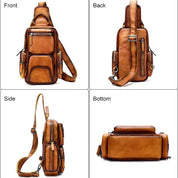 Liam | Vintage Rindsleder Leren Umhängetasche Reisetasche