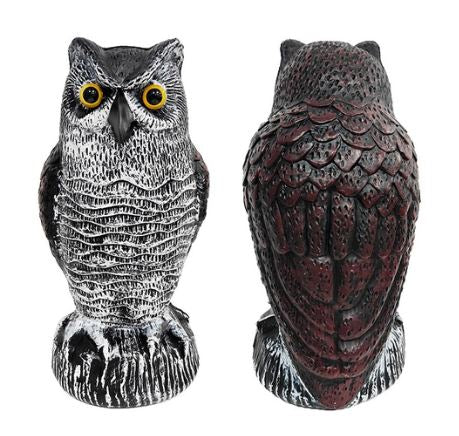 Realistischer 2-Pack-Eulenköder mit rotierenden Kopf-Outdoor-Vogel und Schädlingsschutzmittel