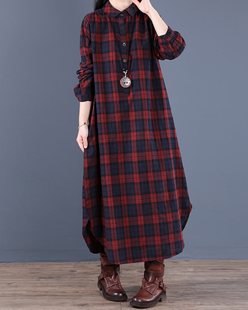 EMMA | Kariertes Langarm-Hemdkleid