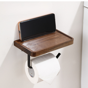  Toilettenpapierhalter Wandhalterung - natürliches Walnuss -Holzbrett mit 304 Edelstahl-2
