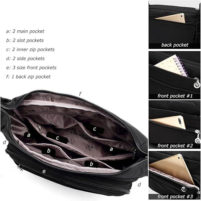 Maya | Leichter Multi-Taschen Nylon Crossbody Messenger Reisetasche