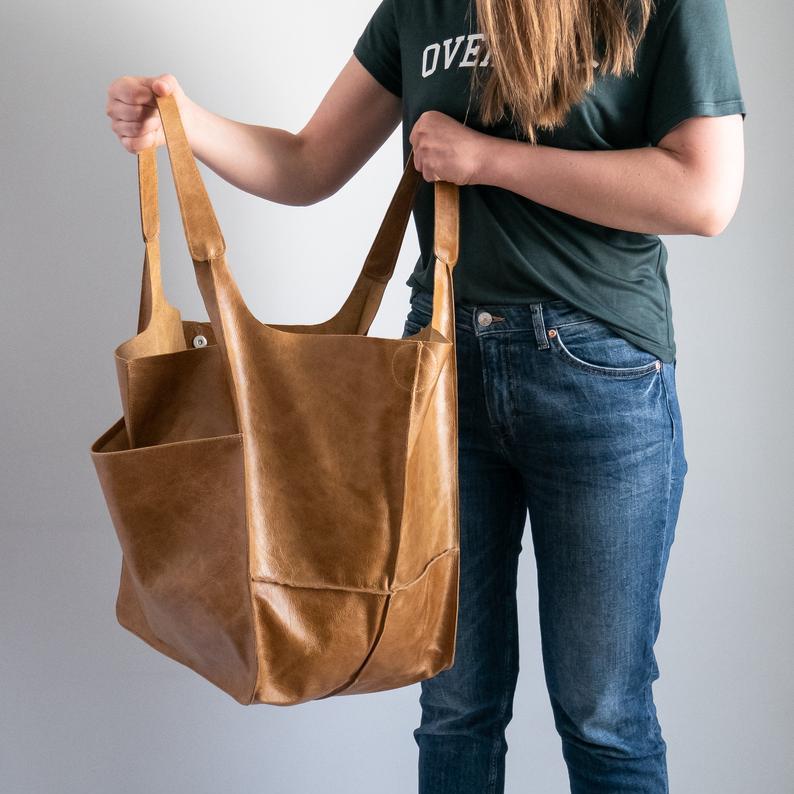 Lily | Damen Große Vegane Leder Tote Schultertasche