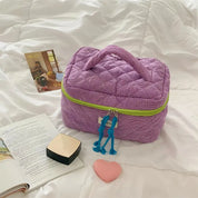 Rosielyn | Karierte Baumwoll-Kosmetiktasche für Reisen