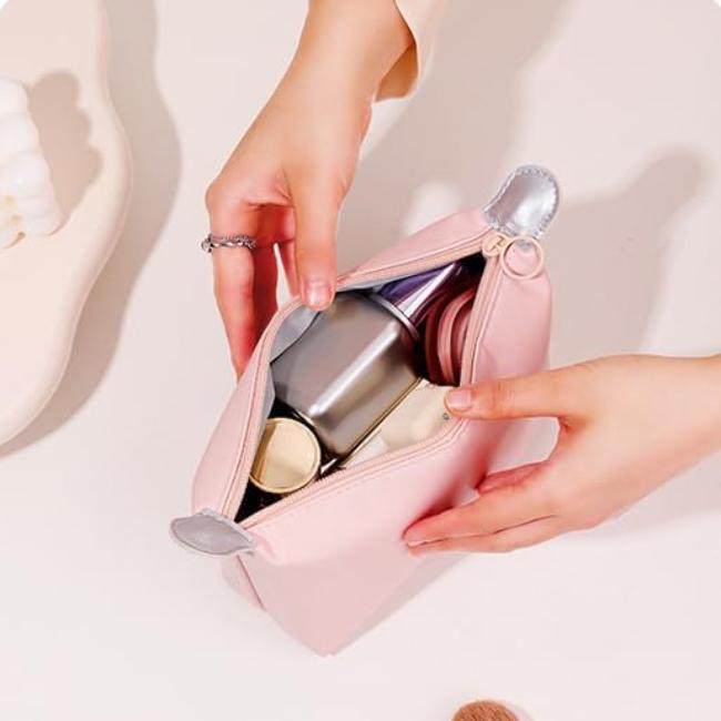 Emmeline | Einfarbig Große Kapazität Kosmetiktasche