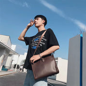 Liam | Retro Geschäfts Leder Schultertasche