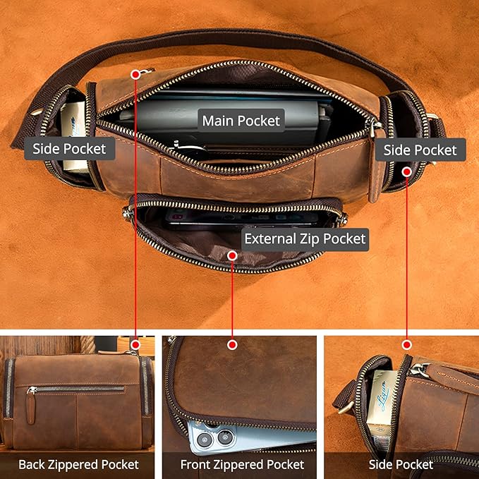 Kai | Herren Vintage Leder Crossbody Sling Reisetasche