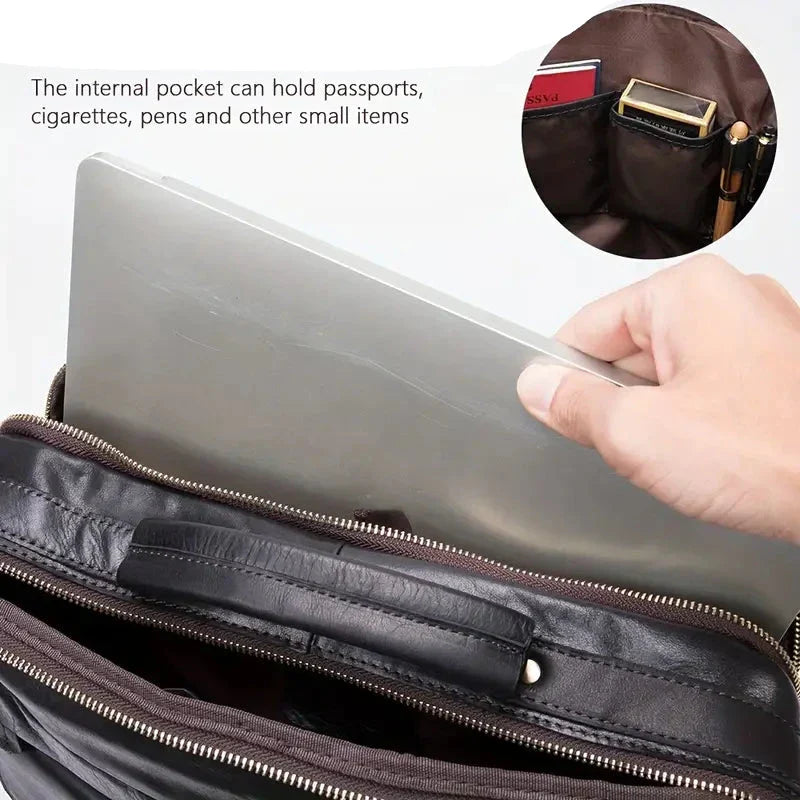 Max | Echte Leder Aktentasche Crossbody Messenger Reisehandtasche