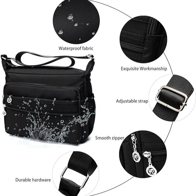 Maya | Leichter Multi-Taschen Nylon Crossbody Messenger Reisetasche