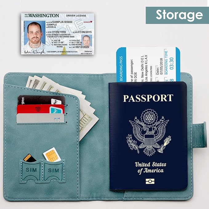 Vada | Diebstahlsicherer wasserdichter PU-Leder Reisepasshalter Geldbörse