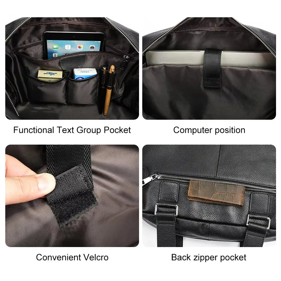 Ethan | Britischer Stil Leder Laptop- und Schultertasche