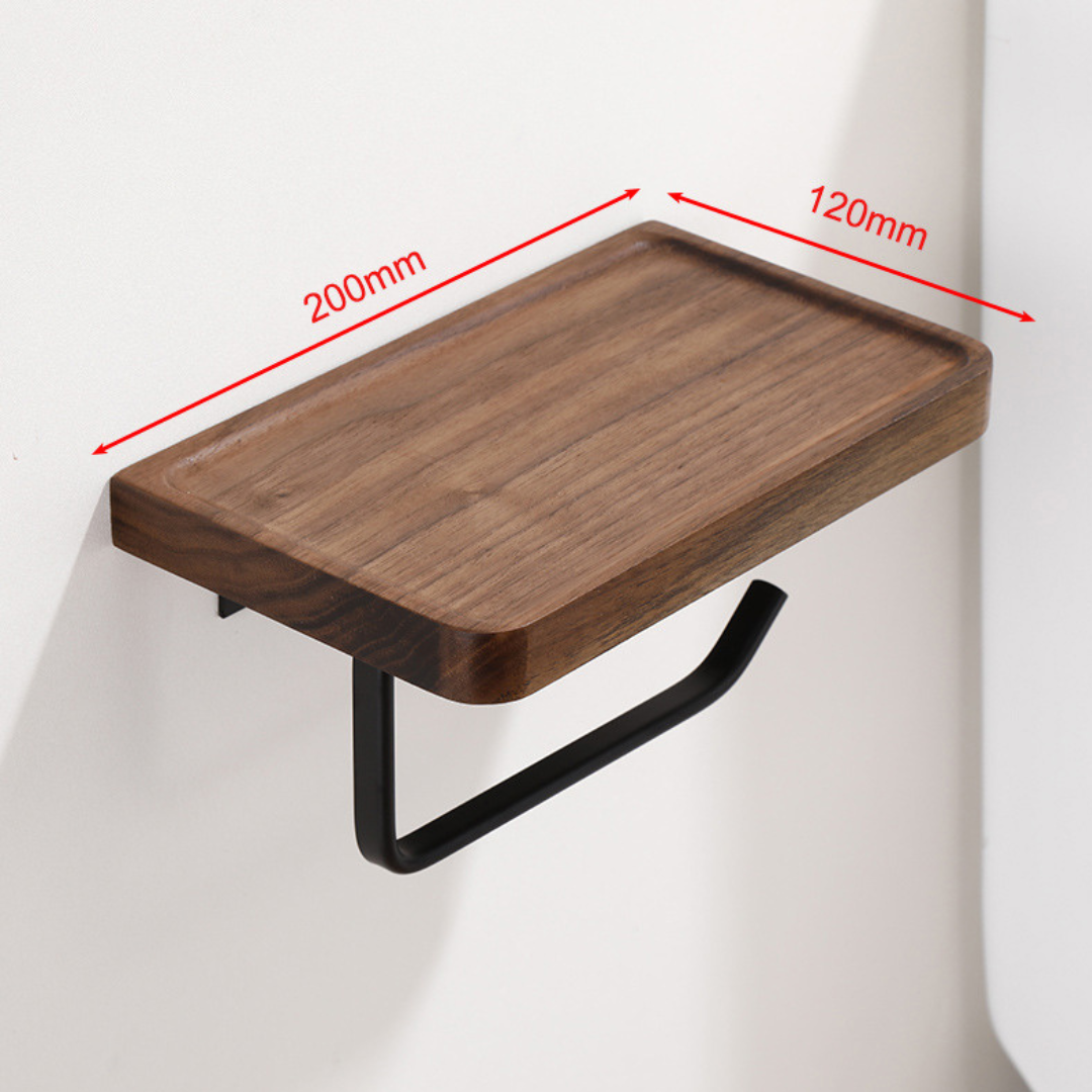  Toilettenpapierhalter Wandhalterung - natürliches Walnuss -Holzbrett mit 304 Edelstahl-4