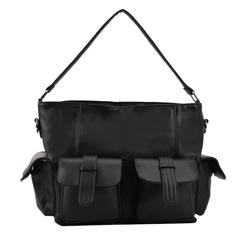 Ella | Große Kapazität Punk Leder Umhängetasche Motorrad