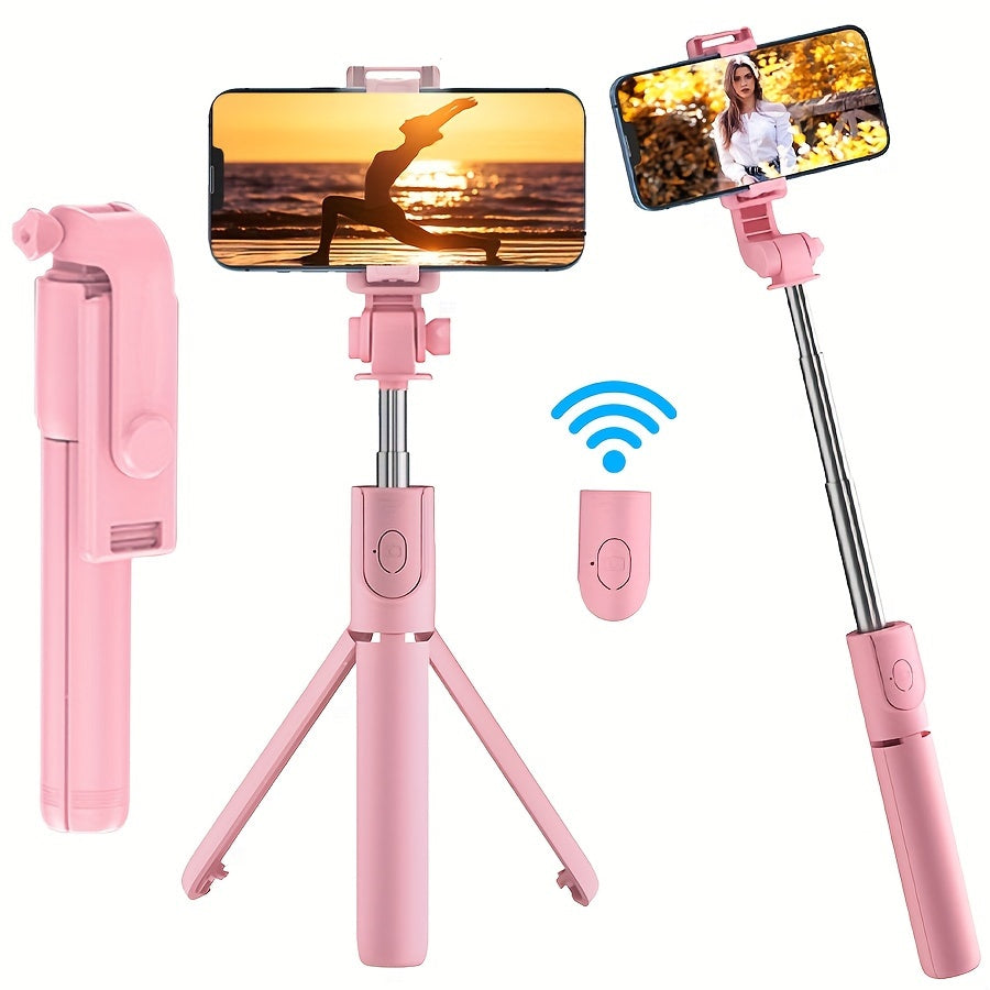  Flexible Selfie -Stick mit drahtloser Fernbedienung und 360 ° -Rotation - Kompaktes Selfie -Pole für iPhone und Reisen-1